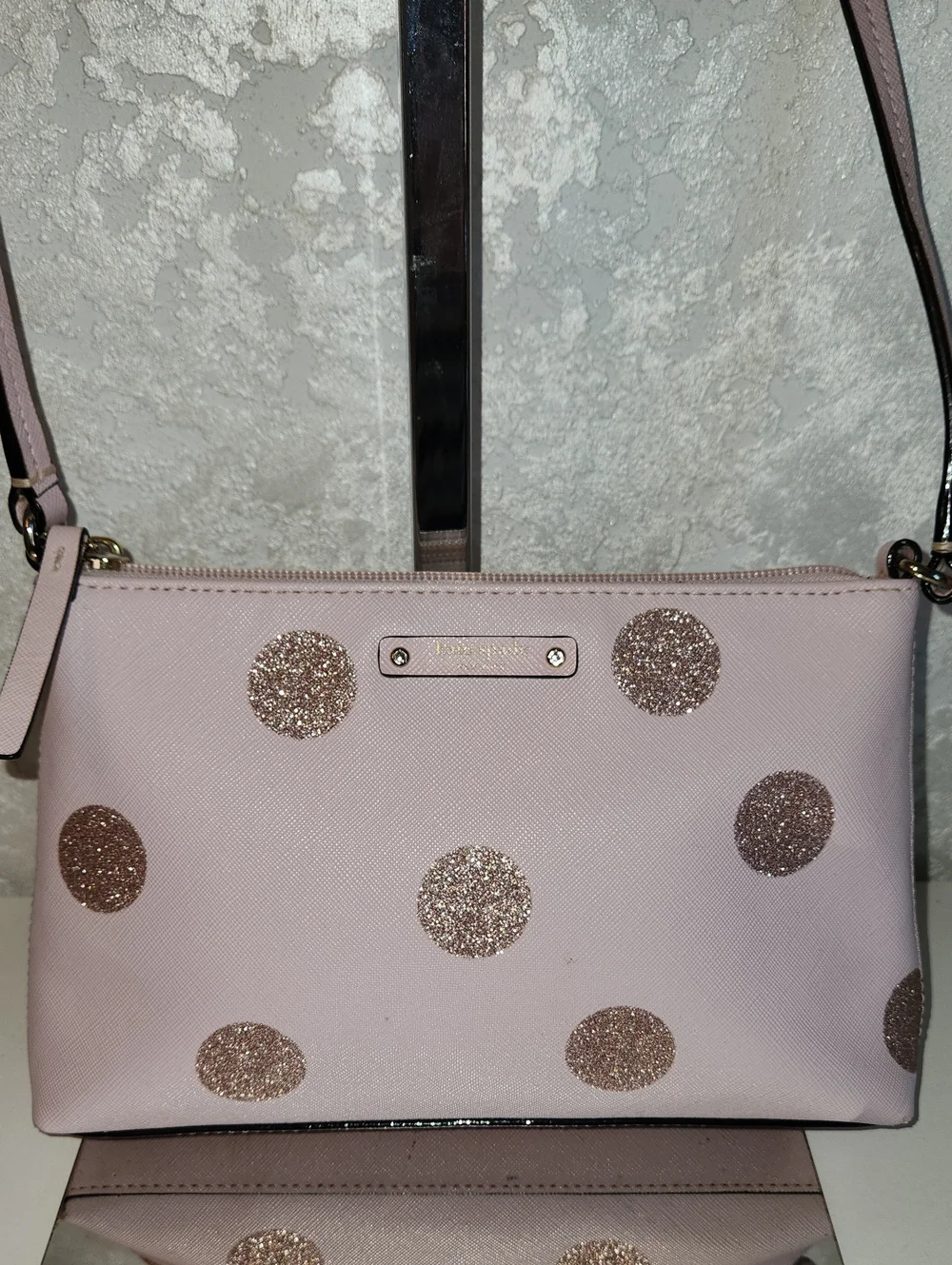 kate spade Blush Pink Crossbody with Glitter Polka Dots